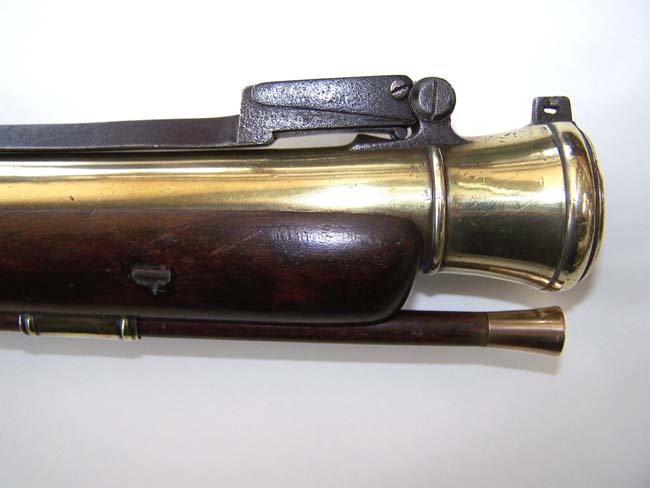 A fine English brass barreled flintlock Blunderbuss with spring bayonet circa 1813-1815 — image 5